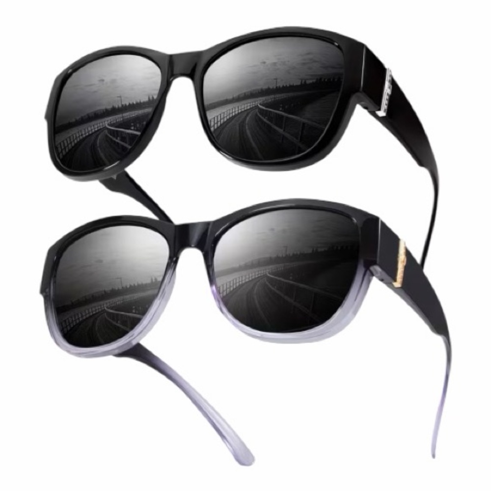 Stylish “Wear Over” Polarized Sunglasses with Metal Accents NWT